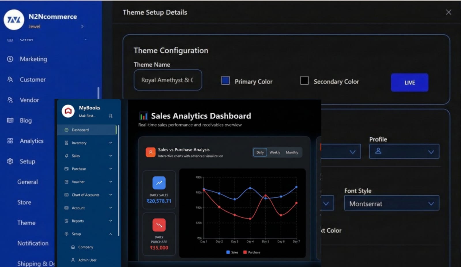 N2N Commerce Dashboard Interface