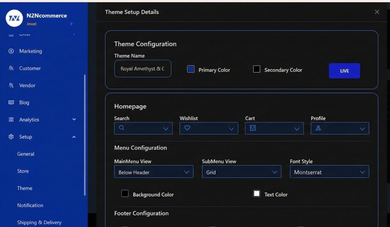 N2N Commerce Dashboard Interface
